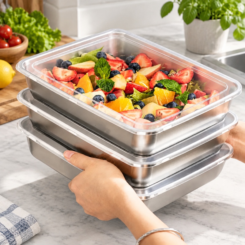 Food Storage Meals - 3-Piece Stainless Steel Food Storage Containers