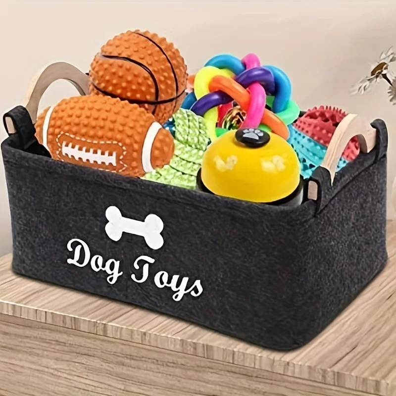 1pc Felt Pet Toy Box, Dog Toy  - Food Storage With Dividers recension och pris