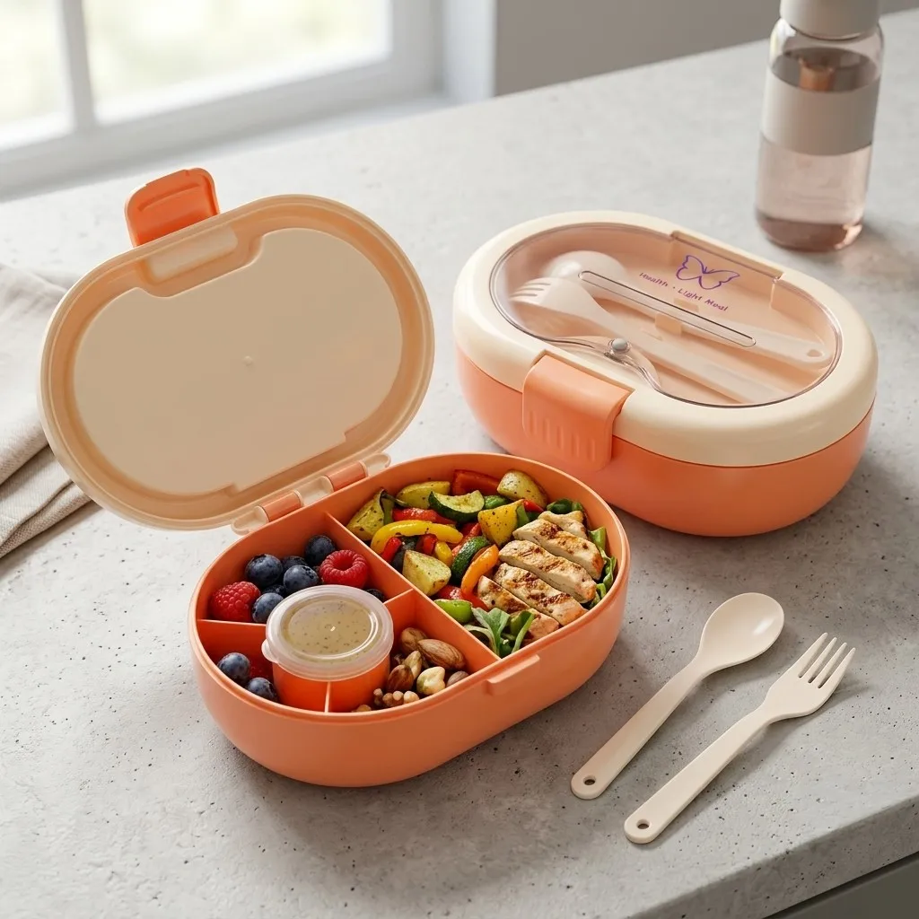 Plastic Bento Lunch Box with C - Food Storage With Dividers recension och pris